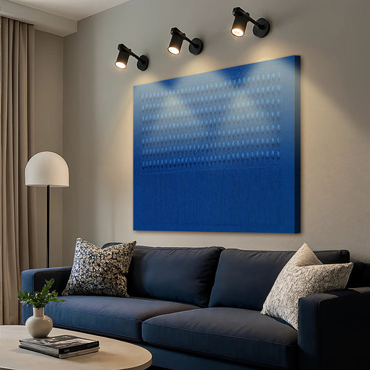 Blue gradient abstract wall art on canvas by Tailored Canvases, showcasing a minimalist modern design with smooth color transitions.