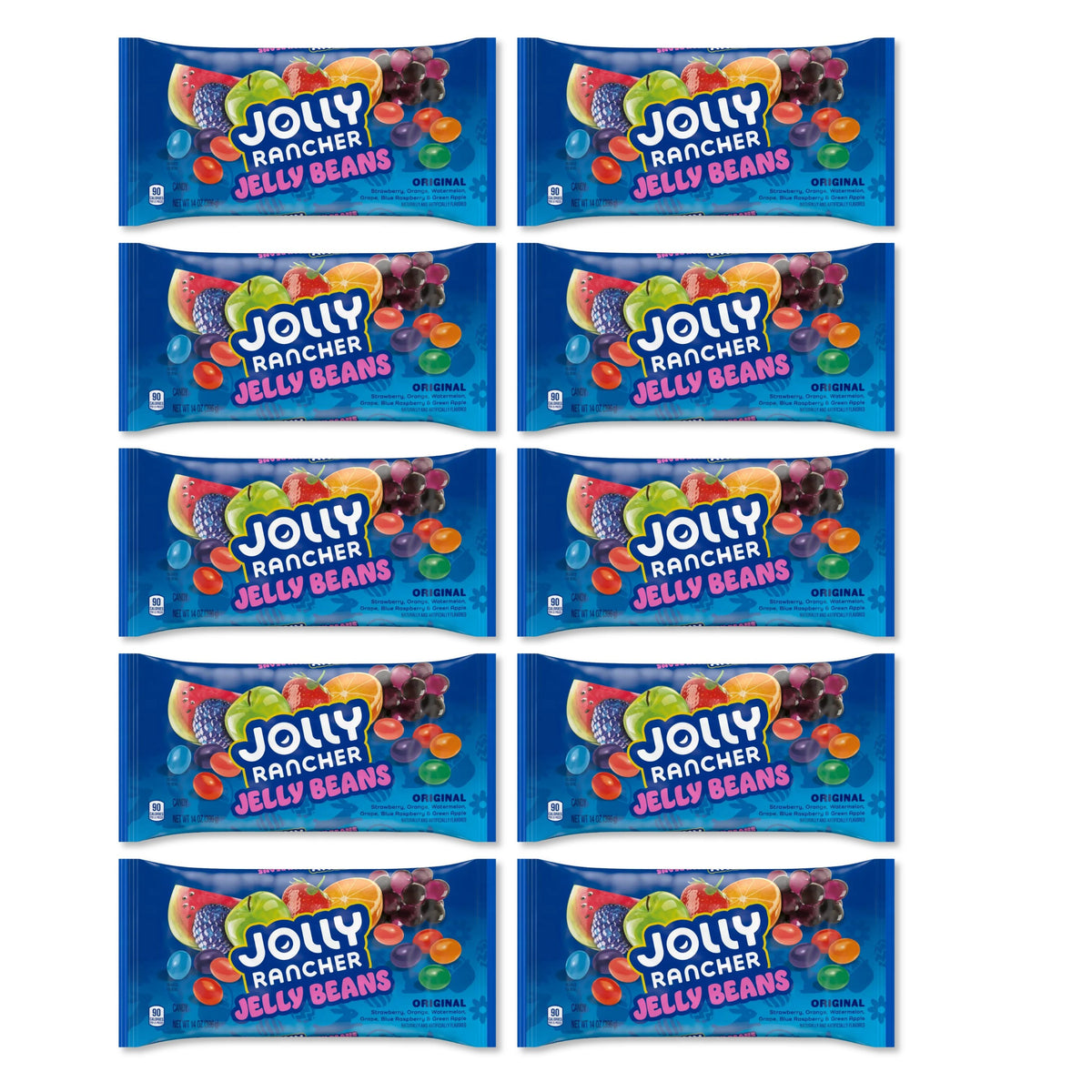 Assorted Jolly Rancher Jelly Beans candy in a 14 oz bag by Candy In Bulk, colorful jelly beans in a clear bag.