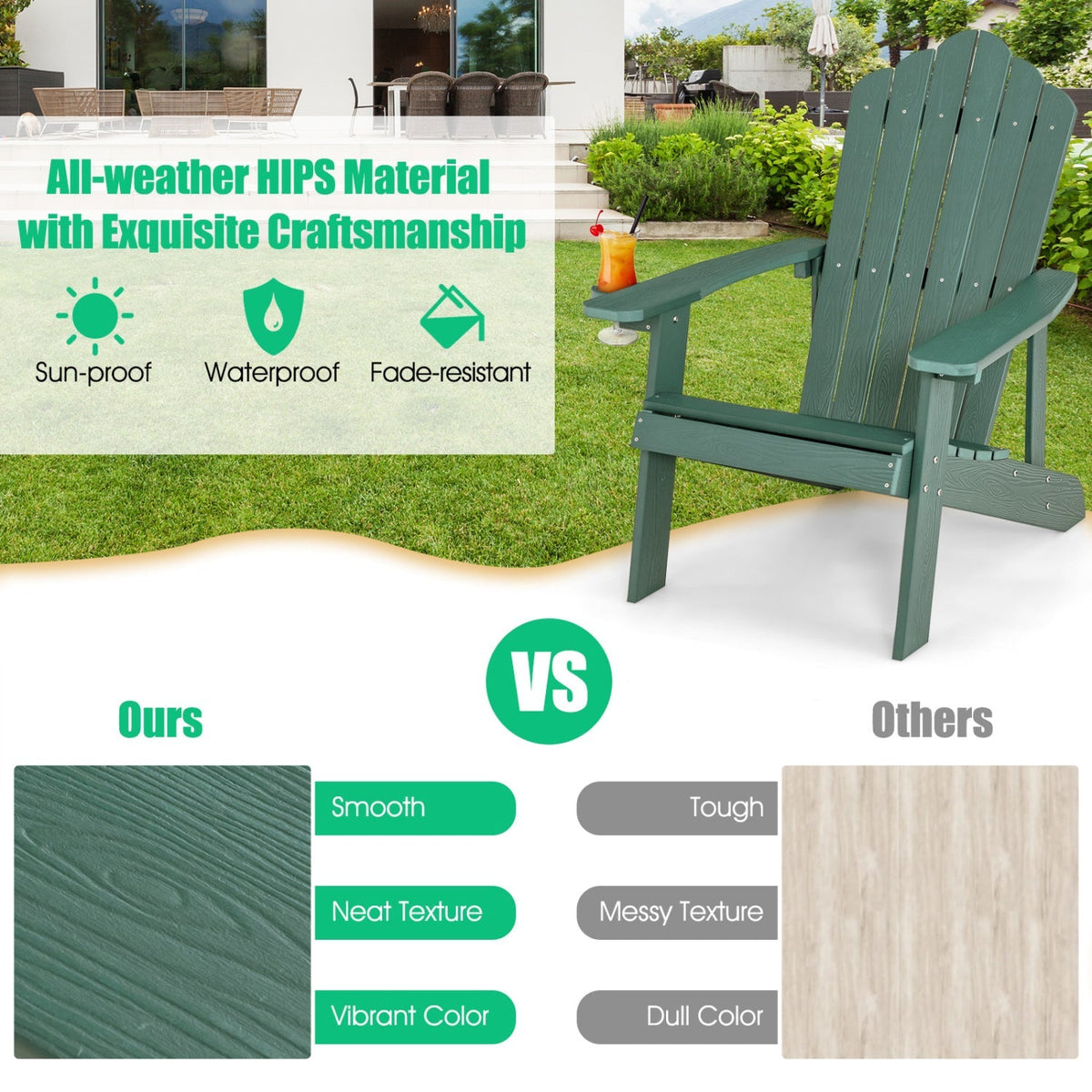 Pair of GBruno Store Adirondack chairs for adults and kids, outdoor patio furniture set with comfortable, stylish design.