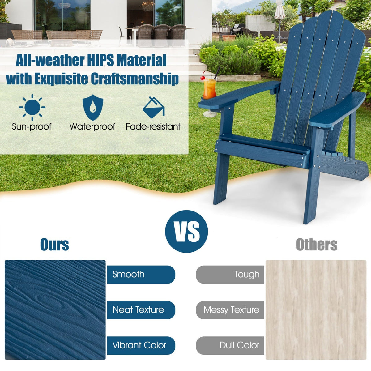 Pair of GBruno Store Adirondack chairs for adults and kids, outdoor patio set with comfortable wooden-style seats.