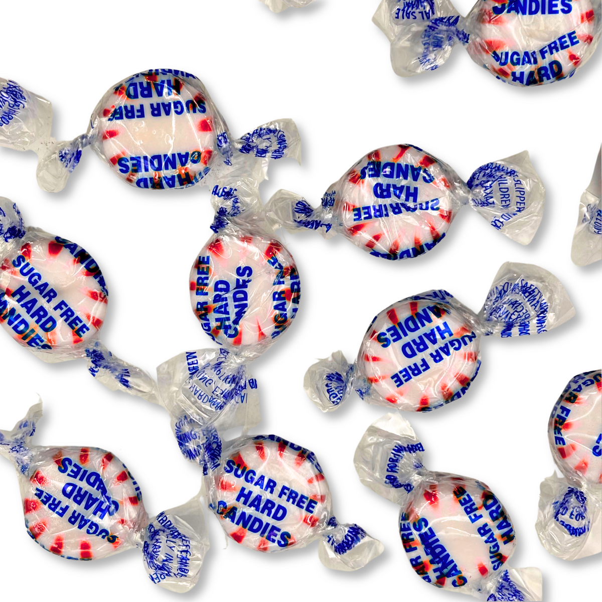 Two peppermint sugar-free hard candies from Candy In Bulk's Arcor Starlight collection, shown in a clear view.