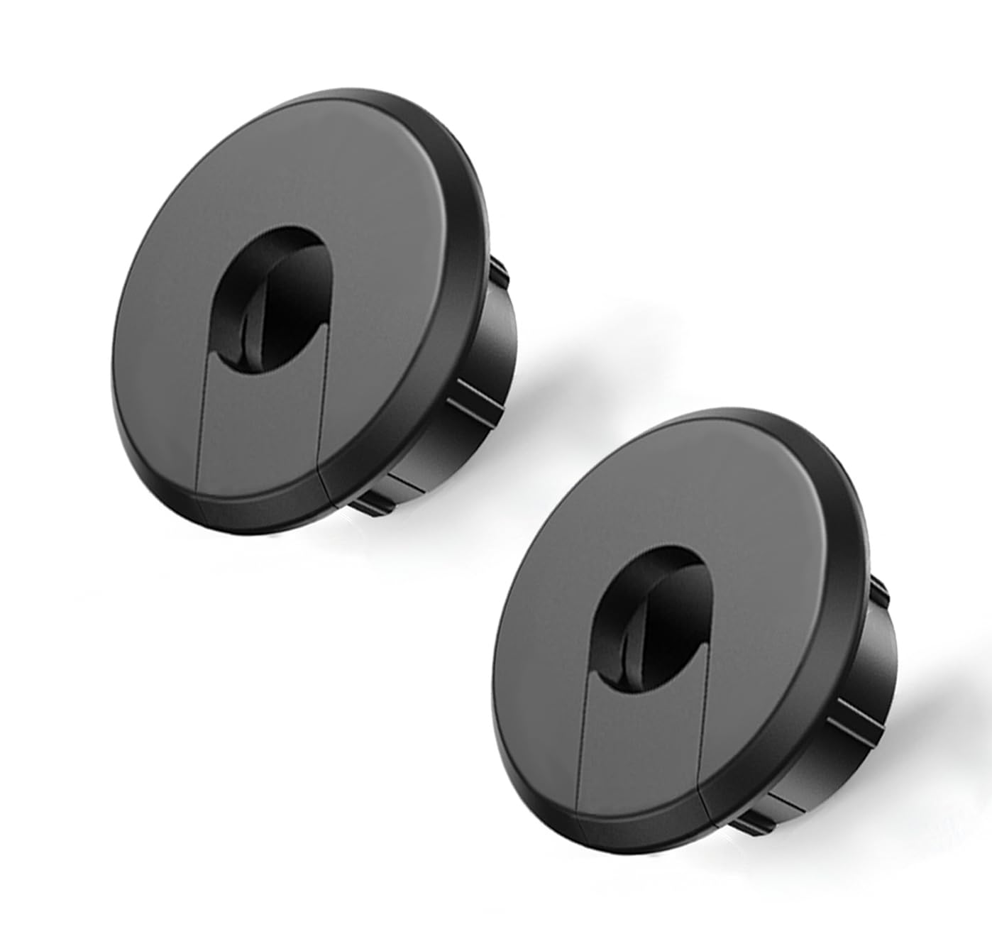 Two black 3/4 inch wall hole cable feed-through bushings for Starlink and Ethernet cables, with snap-on design, shown in the image.