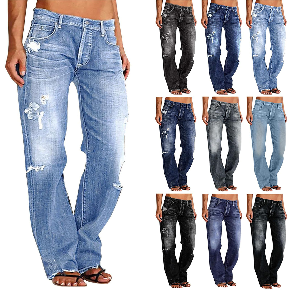 Women’s casual wide leg stretch jeans by BACKUPMYFILESNOW®, featuring a relaxed fit and comfortable denim style.