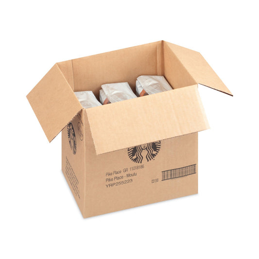 2xSavings Starbucks Pike Place Coffee, 1 lb ground bag in a 6-pack carton, bulk ground coffee for brewing.