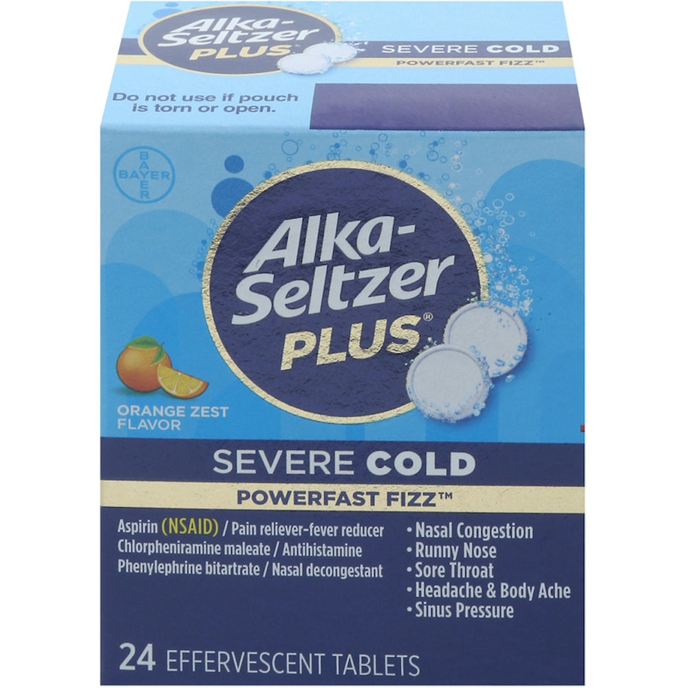 Alka-Seltzer Plus Severe Cold & Flu Relief, 24 Orange Effervescent Tablets