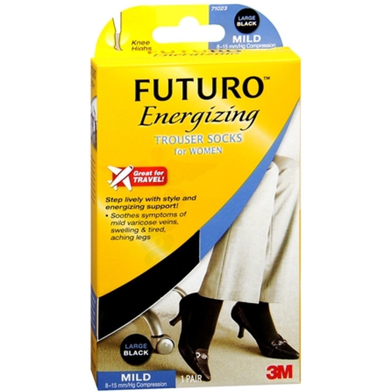 Futuro Energizing Trouser Socks For Women Mild Compression Black Large
