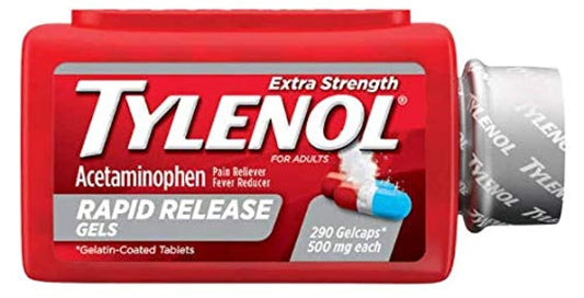 Tylenol 500mg rapid-acting gelcaps bottle with 290 capsules, pain relief medication from backupmyfilesnow.com