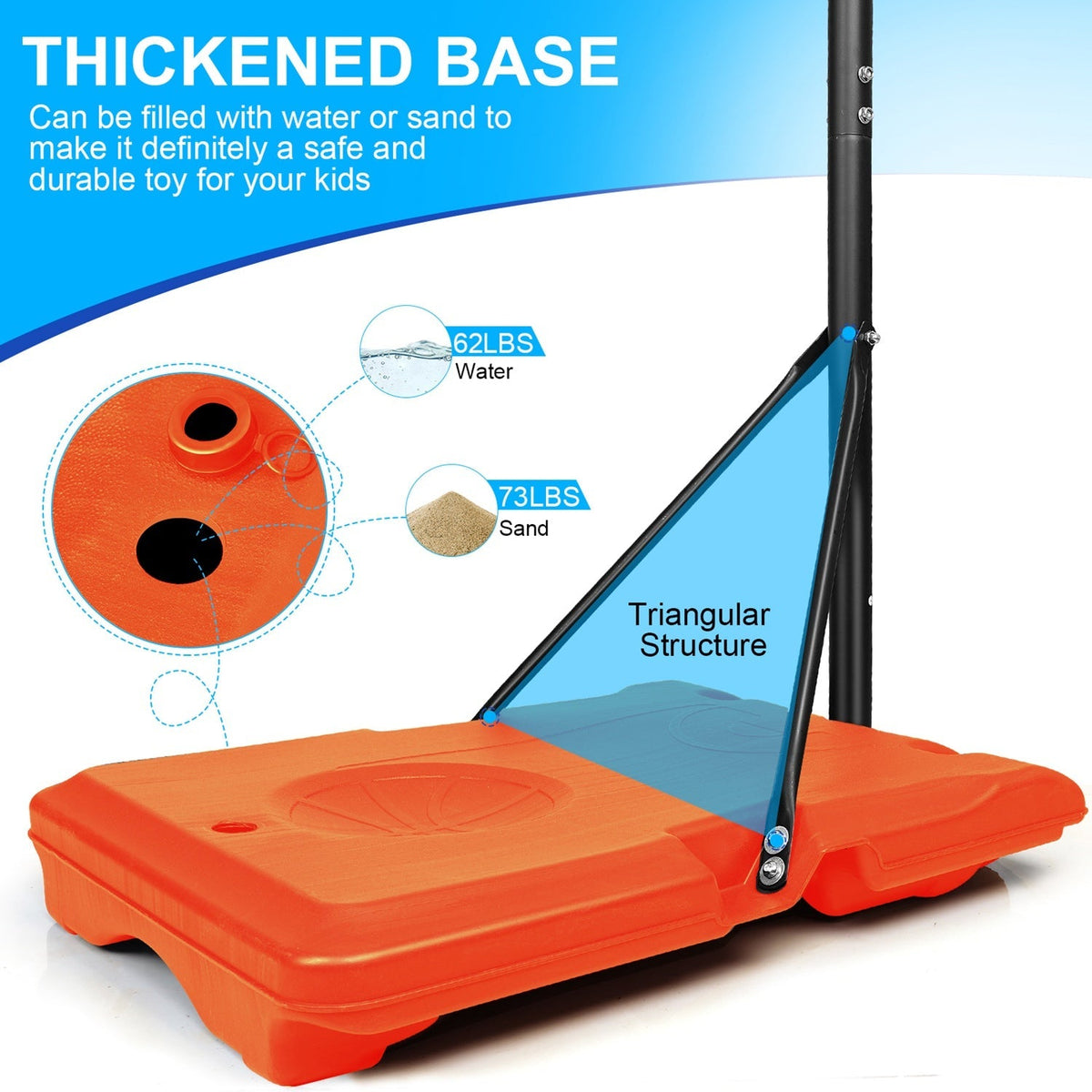 Kids basketball hoop by GBruno Store, adjustable height 5.6 to 7 feet with wheels for easy movement and outdoor or indoor use.