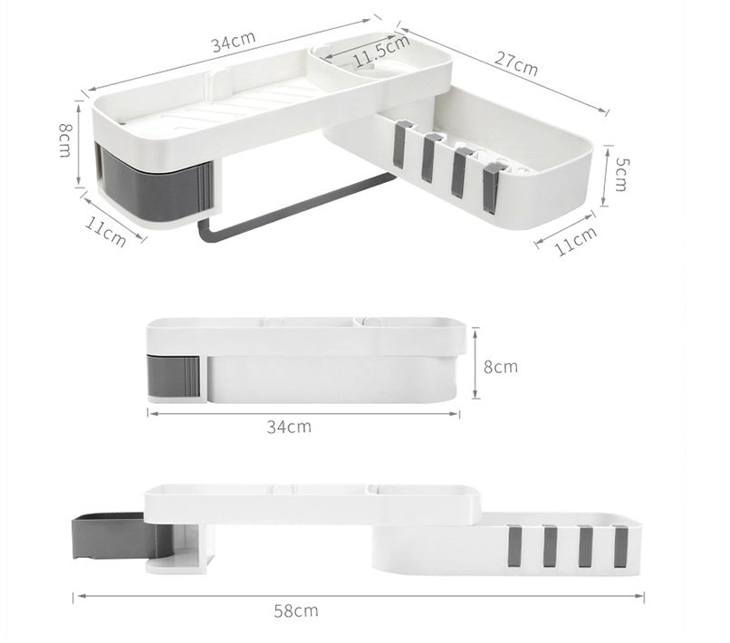 Multifunctional bathroom shelf in a compact design for organizing toiletries and bathroom essentials