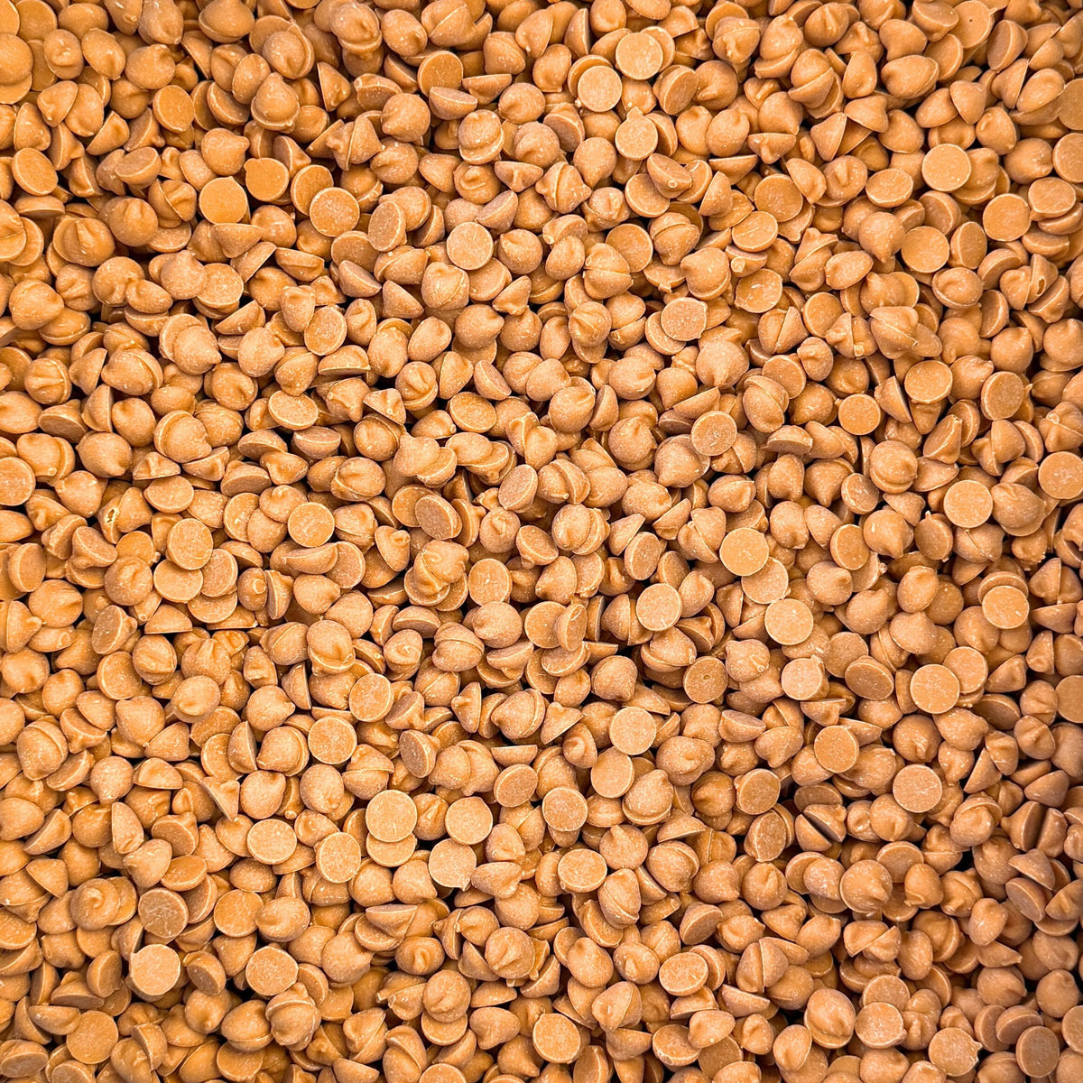 Chocolate salted caramel baking chips from Candy In Bulk, showing a close-up of the sweet and salty caramel-flavored candies in a bulk bag.