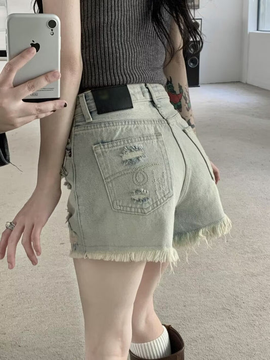 Retro Denim Shorts For Women New Casual High-Street Style All-Match Jeans