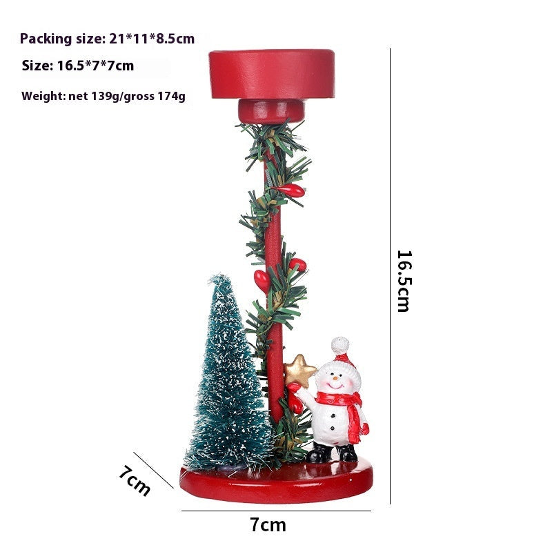 Desktop resin Christmas tree elderly candlestick with festive holiday detailing