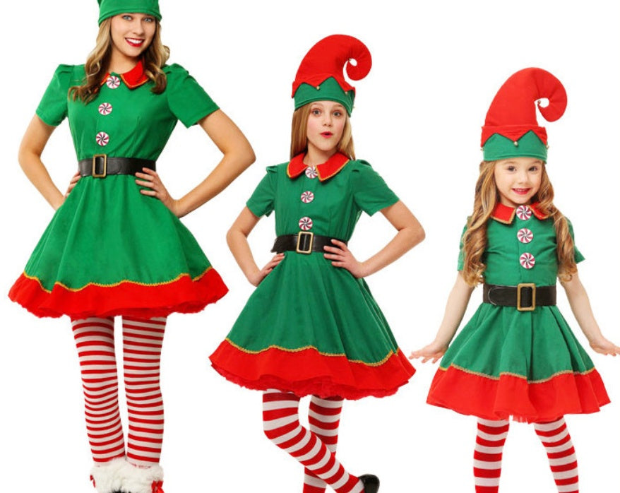 Christmas costume displayed on a plain background