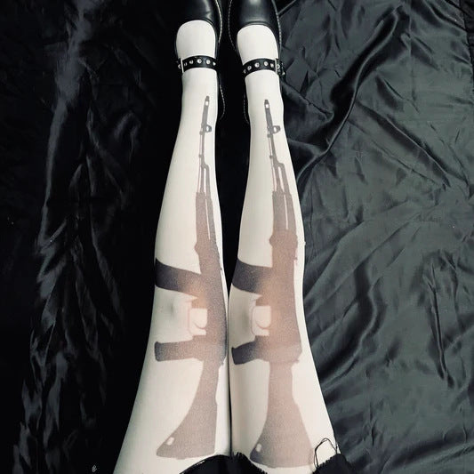 Sweet and edgy Japanese-style printed pantyhose for women, all-season JK-style socks