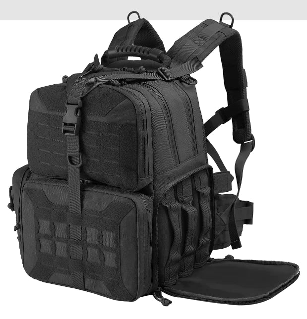 2TAC™ Tactical Range Backpack - MOLLE System, 20L, Durable Wear-Resistant Nylon, Black or Khaki