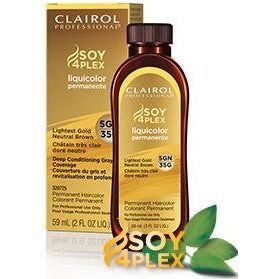 Clairol Professional SOY4PLEX Creme Hair Color in Light Red Neutral Brown 4RN for gray coverage, shown in a tube or container.