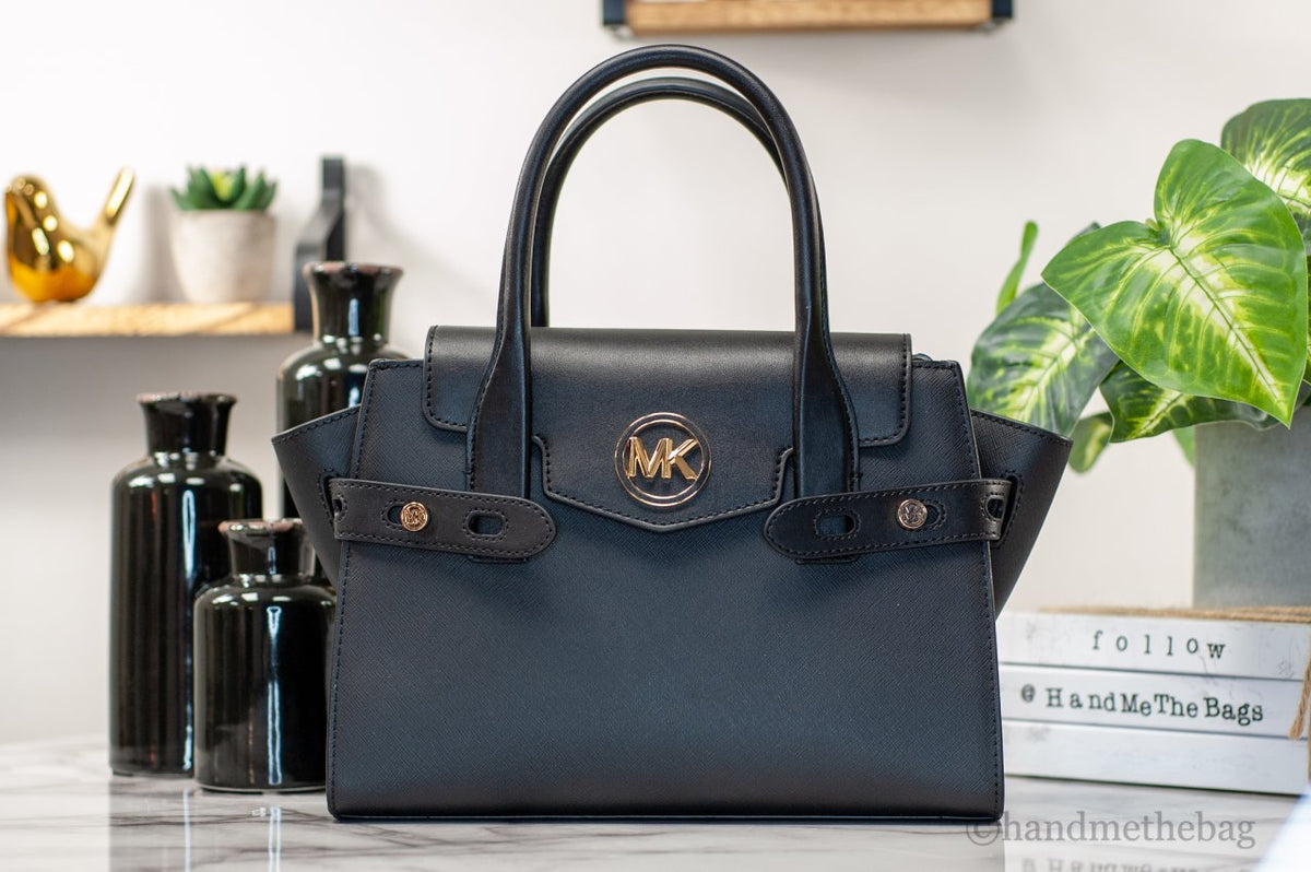 Carmen Black Leather Satchel by Michael Kors