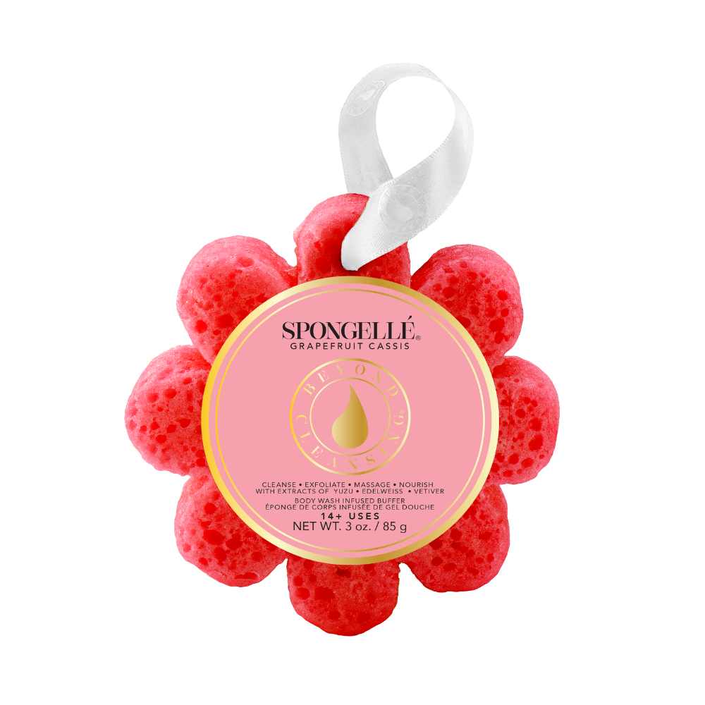 Spongellé Wild Flower Assorted Pack body wash infused buffer with colorful floral designs and textured surface for gentle cleansing