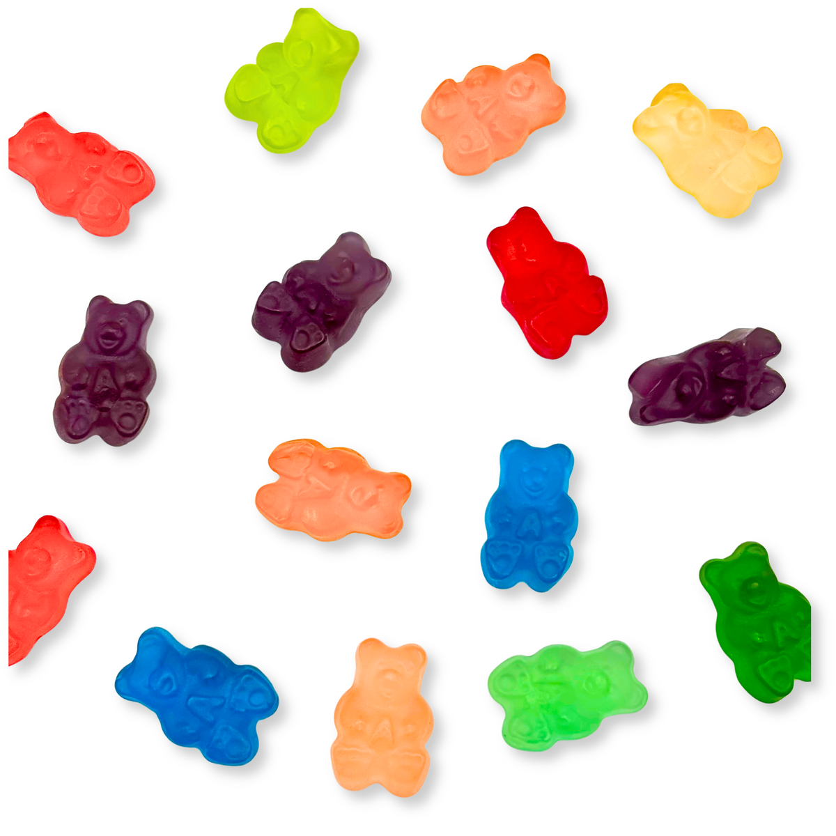 Assorted Albanese Gummy Bears from Candy In Bulk in a large value bag, colorful gummy candies with fruity flavors.