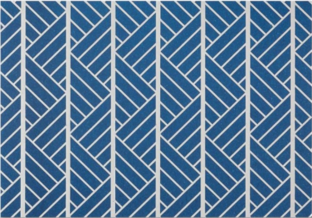 Modern geometric blue greeting card by Candy In Bulk featuring abstract shapes on a clean white background.