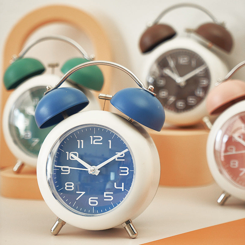 Large size mechanical metal alarm clock with two bells and a loud alarm mechanism
