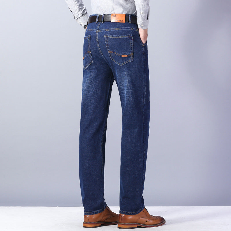 2024 Men's Loose Fit Stretch Denim Pants for Business