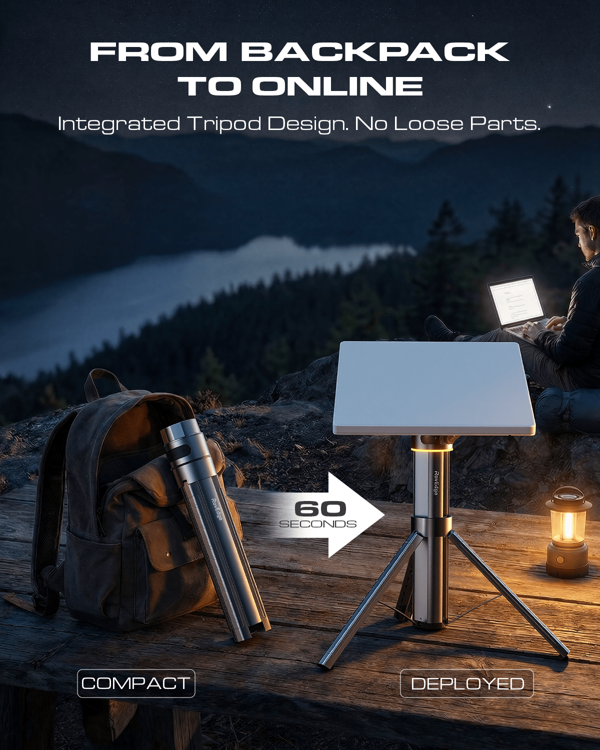 Tesery Starlink-compatible 51300mAh 189Wh power bank with USB ports and compact design for portable satellite internet backup