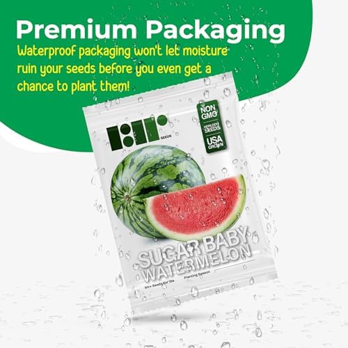 50 Sugar Baby Watermelon seeds by RDR Seeds, heirloom non-GMO Citrullus lanatus for home garden planting, small sweet watermelon fruit