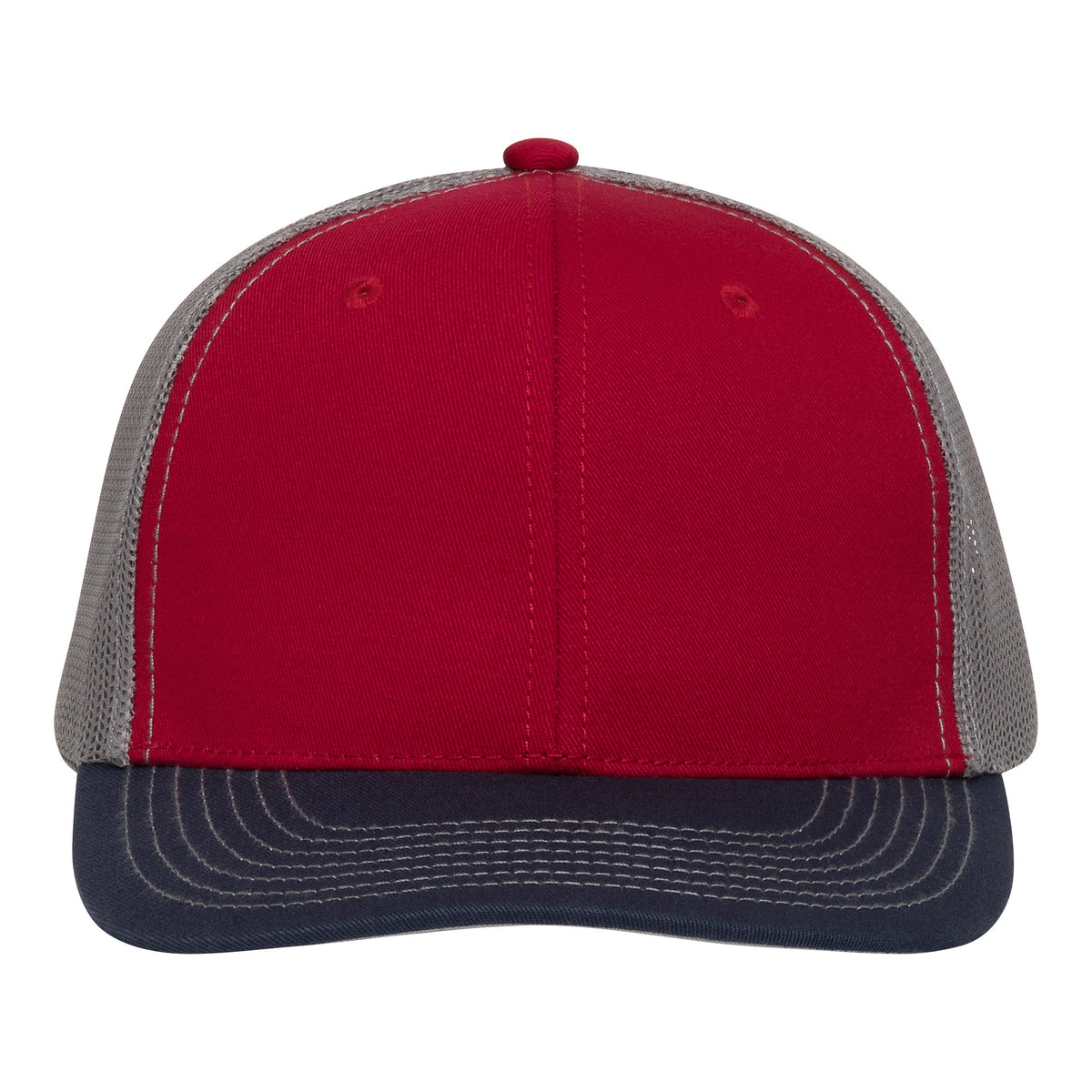 Red TriColor Glacier MeshBack Cap by GameGuard, featuring a breathable mesh back and vibrant color design.