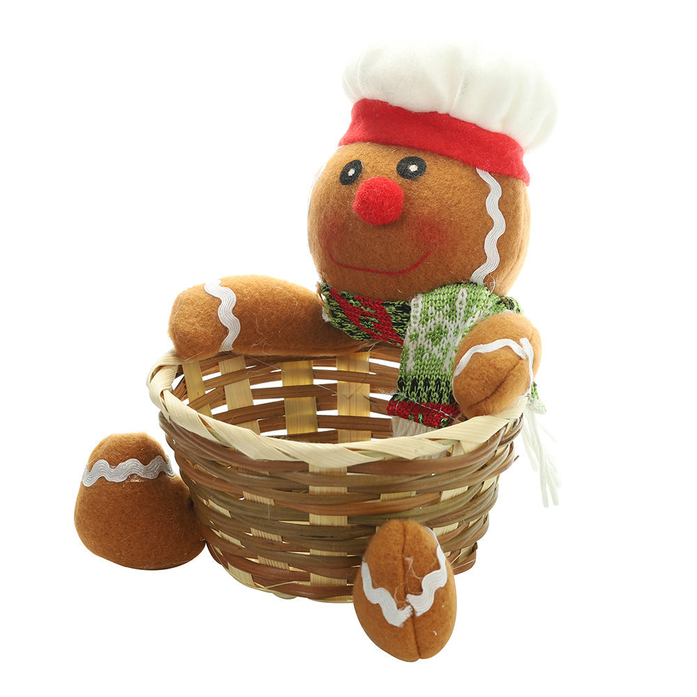 Christmas decorations fruit basket with festive holiday fruit ornaments and greenery