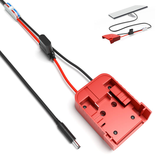 Lymorexan Starlink Mini DC power cable with fuses and wire terminals, compatible with Milwaukee batteries for Starlink Mini kits.