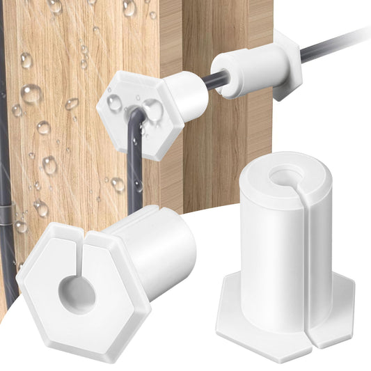 Saillong 2-pack cable routing kit with white rubber grommet for Starlink Ethernet cables and wall hole cable feed through bushing.