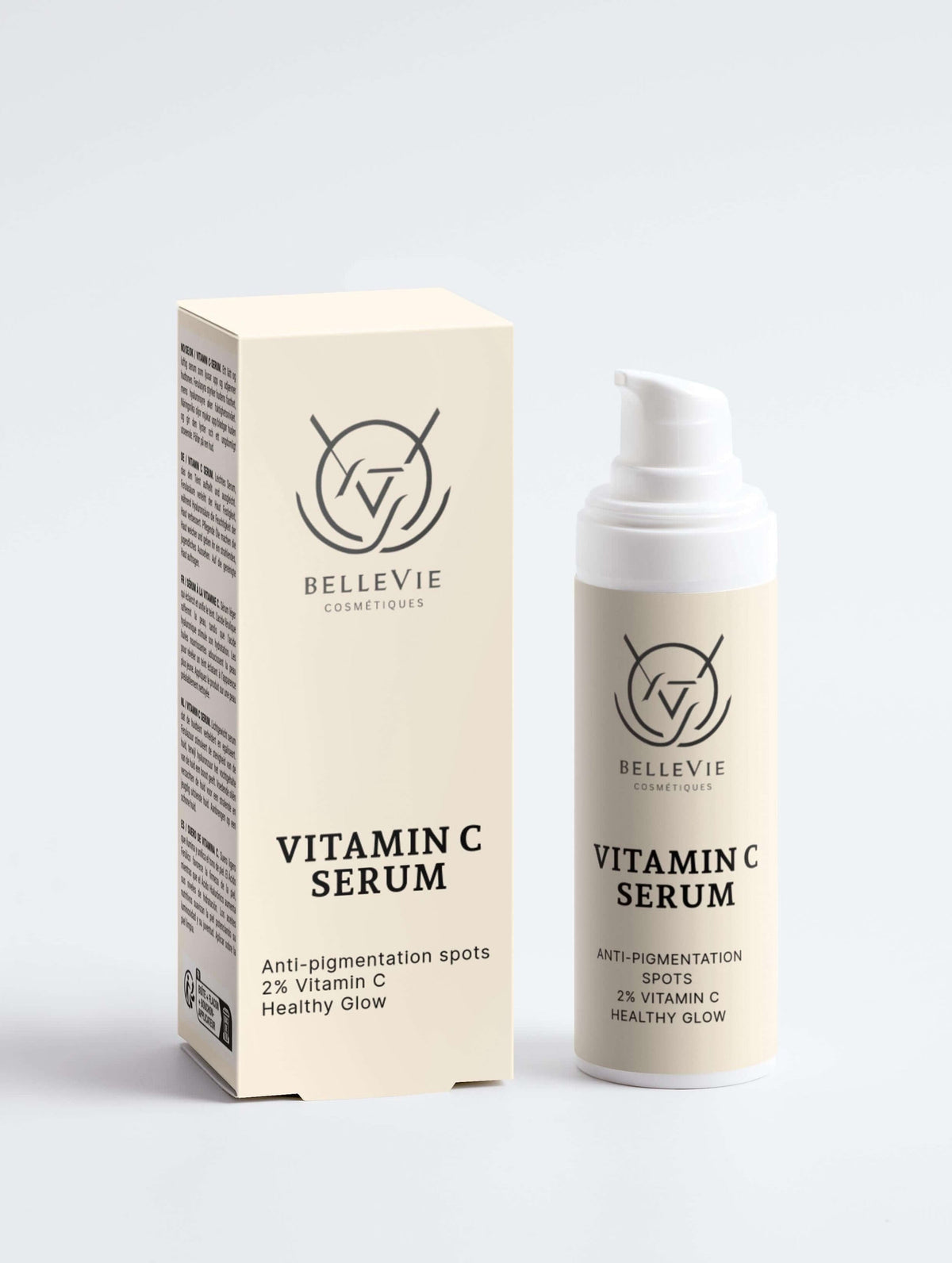 BelleVie Cosmétiques Dark Spot Routine Duo featuring pigment correcting serum and vitamin C for even skin tone.