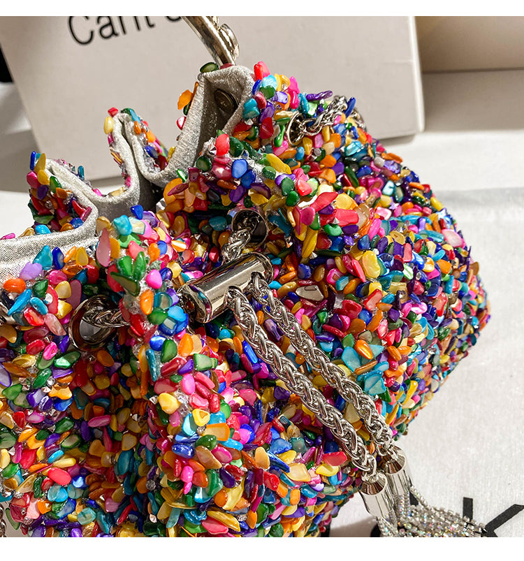 Luxury Designer Women's Handbag with Colorful Stones