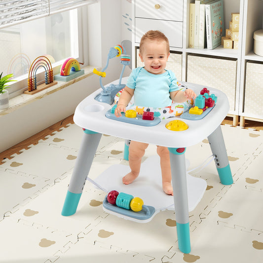 GBruno 6-in-1 baby activity center with infant jumper and toddler table, featuring colorful toys and adjustable height for kids.