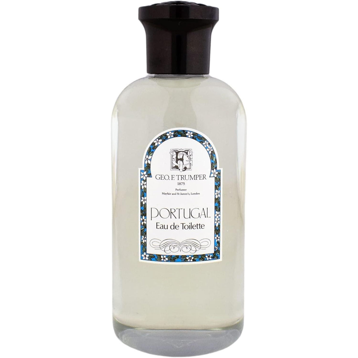Geo F Trumper Portugal Eau de Toilette 200ml bottle with elegant packaging and classic design, showcasing the fragrance product.