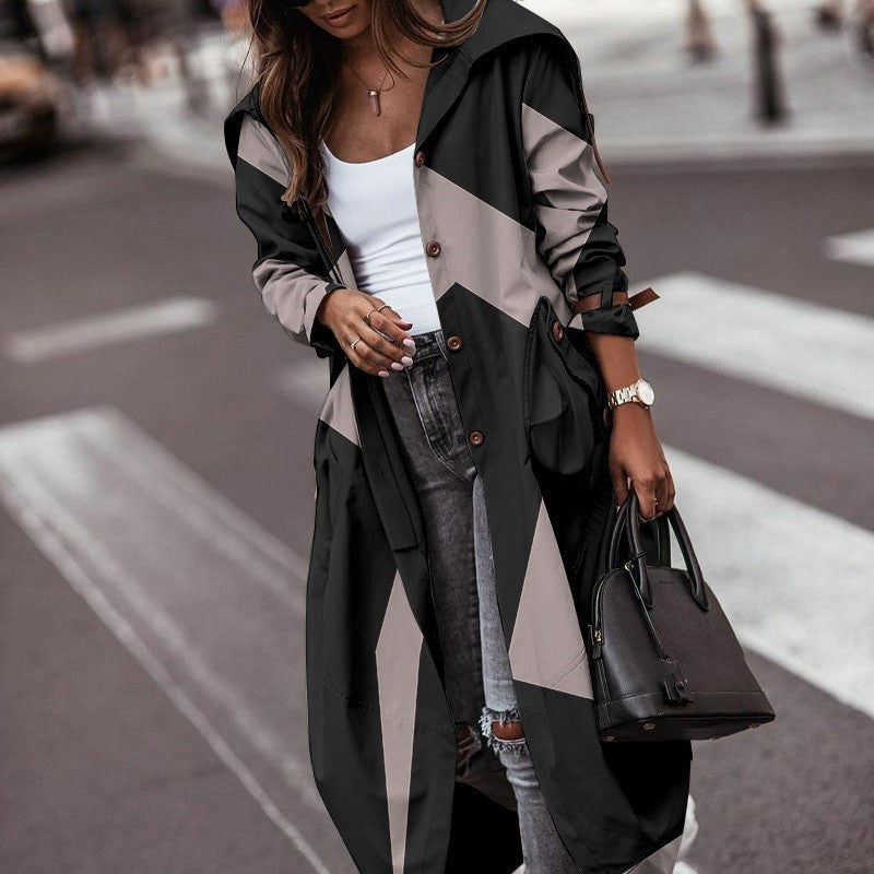 Women's casual lapel mid-length trench coat in a fashion-forward design