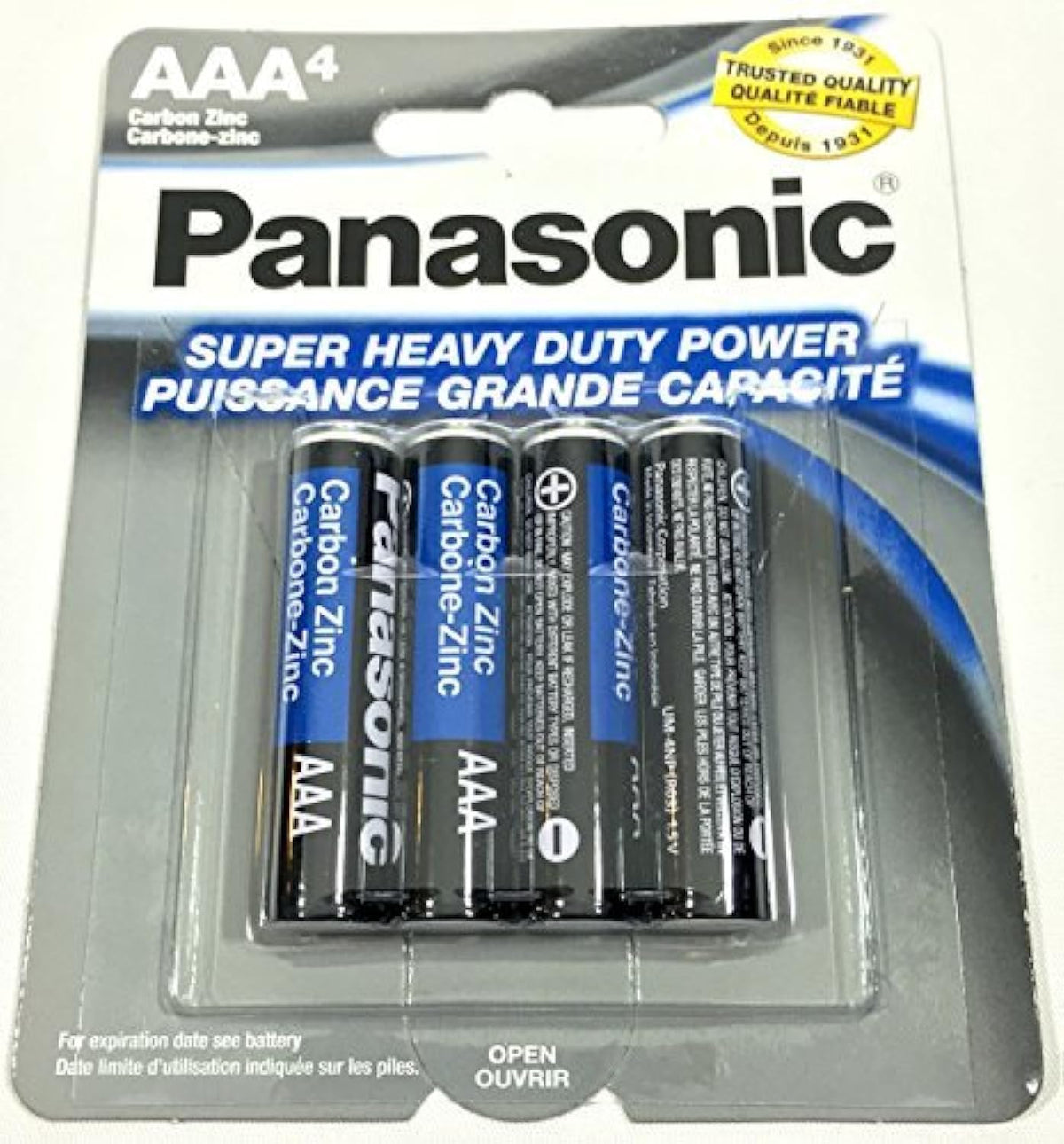 4-Pack Panasonic AAA Carbon Zinc Batteries 1.5V