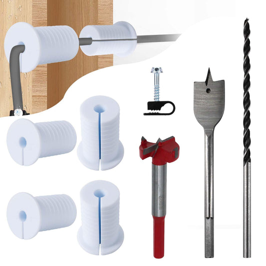 Starlink cable routing kit with grommets, wall clamps, and drill bits for secure installation of Starlink satellite cables