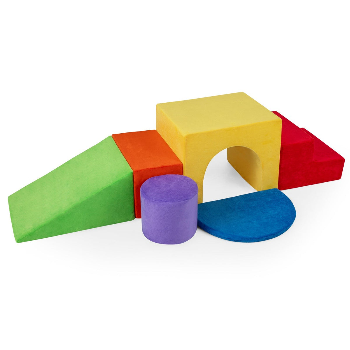 Colorful foam climbing blocks set with slide and tunnel, 6-piece climbing toy for kids by GBruno Store