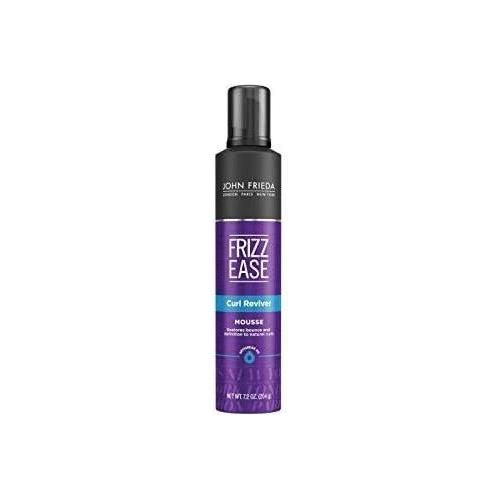 John Frieda Frizz Ease Curl Reviver Styling Mousse in 7.2 oz bottle, designed to define and tame curly hair.