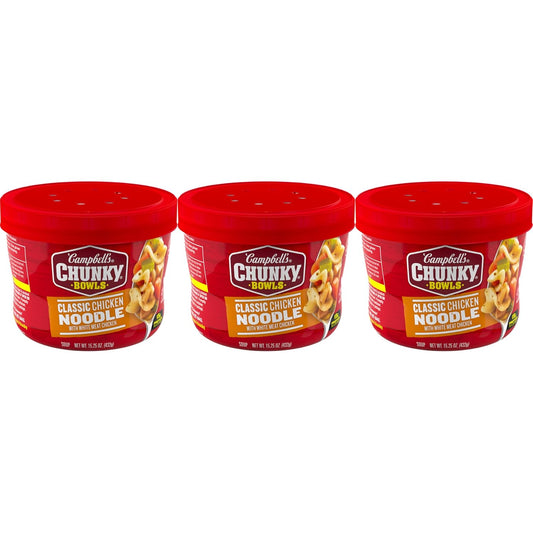 Campbell’s Chunky Chicken Broccoli Cheese Soup in an 18.8 oz can showing the soup with chicken, broccoli, and cheese in a bowl