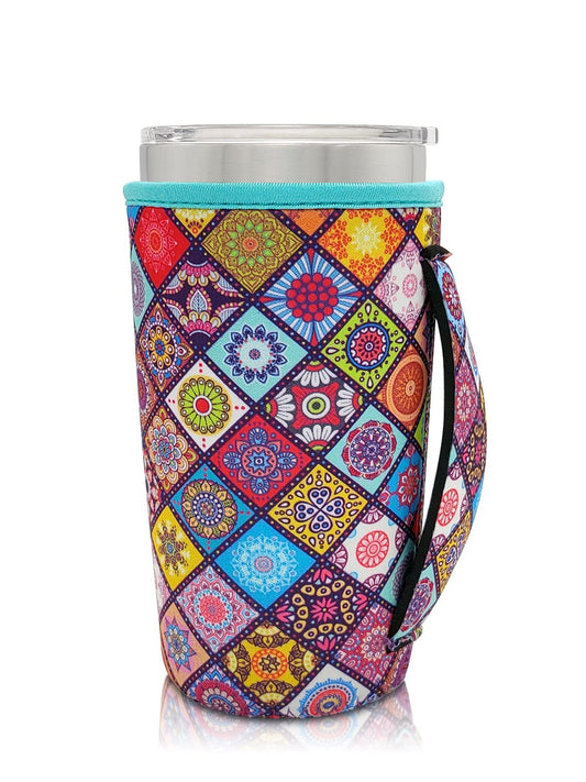 AJLTPA Neoprene Insulated Sleeves Cup Holder with Handle for 20oz Tumbler Cups Reusable Iced Coffee Sleeve Compatible with Starbucks Trenta Dunkin Large more(Mandala)