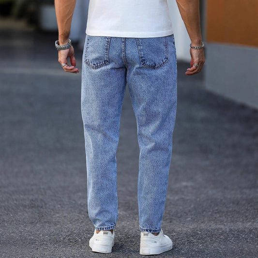 New Mens Light Blue Tapered Jeans