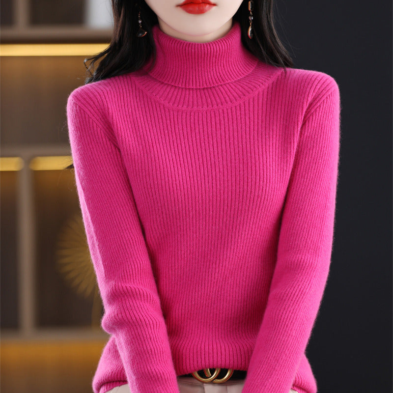 Women's fall/winter turtleneck sweater in a soft knit design, front view