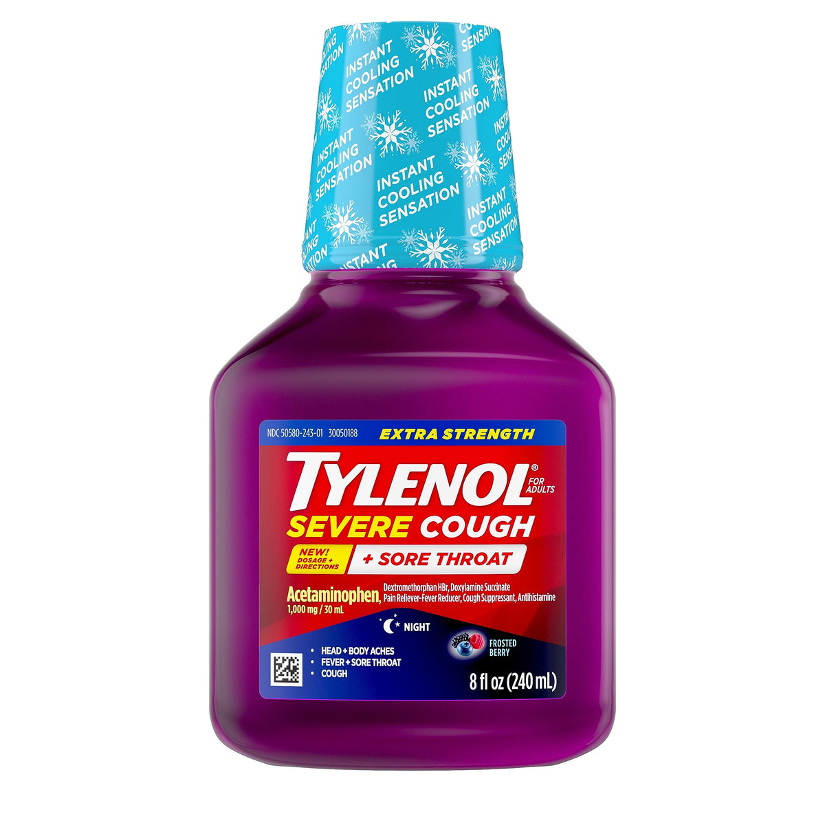 Tylenol Severe Nighttime Cold & Flu Relief Liquid 8 Oz