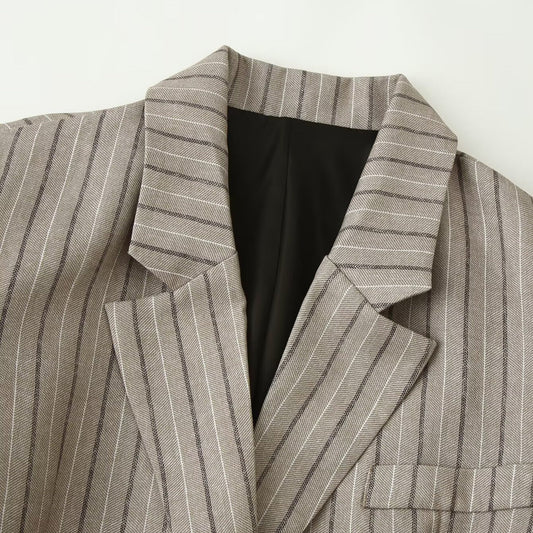 Fashionable herringbone blazer with a belt by My Store