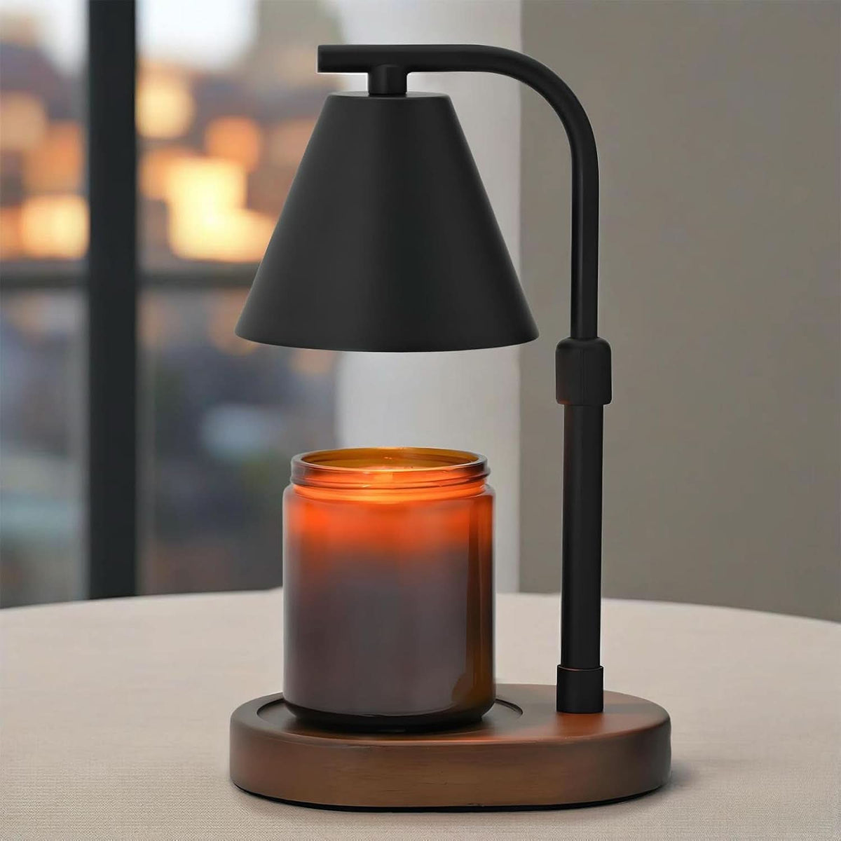 Black Candle Warmer Lamp Height Adjustable Two Bulbs