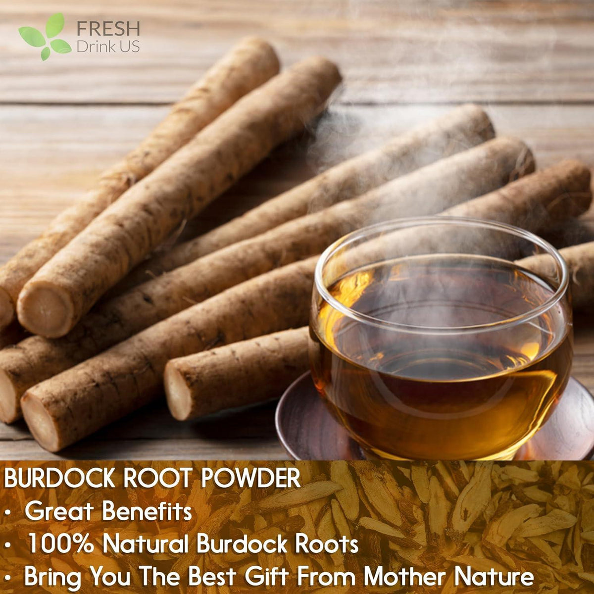 Burdock Root Powder, Burdock Root Extract, 100% Natural & Pure from Burdock Root, Burdock Root Herbal Tea, No Additives, No Caffeine, Vegan