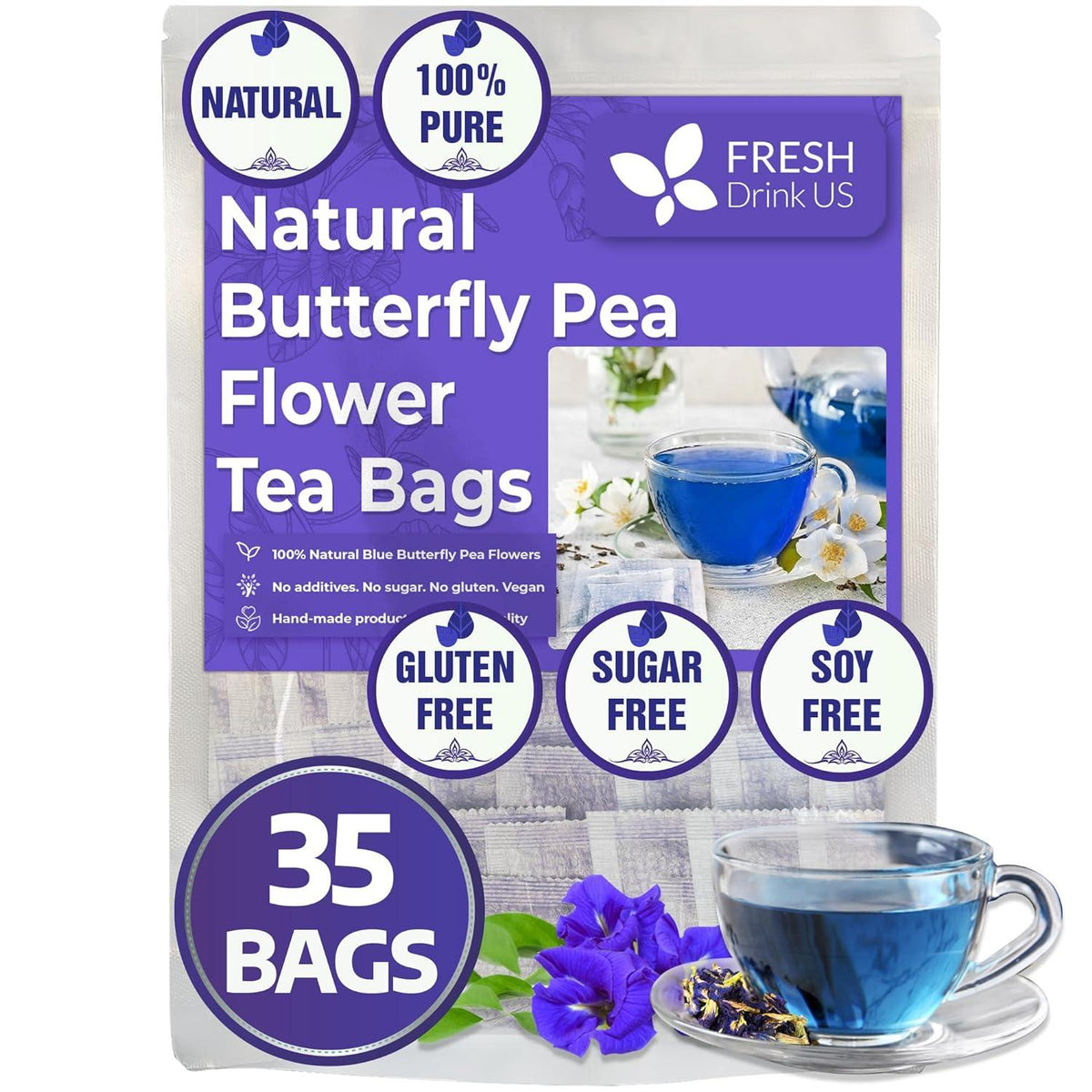 Premium Butterfly Pea Flowers Tea Bags